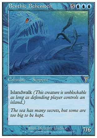 Benthic Behemoth (8, 5UUU) 7/6\nCreature  — Serpent\nIslandwalk\nSeventh Edition: Rare, Tempest: Rare\n\n