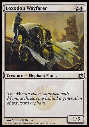 Loxodon Wayfarer (3, 2W) 1/5\nCreature  — Elephant Monk\n\nScars of Mirrodin: Common\n\n