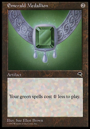 Emerald Medallion (2, 2) 0/0
Artifact
Green spells you cast cost {1} less to cast.
Tempest: Rare

